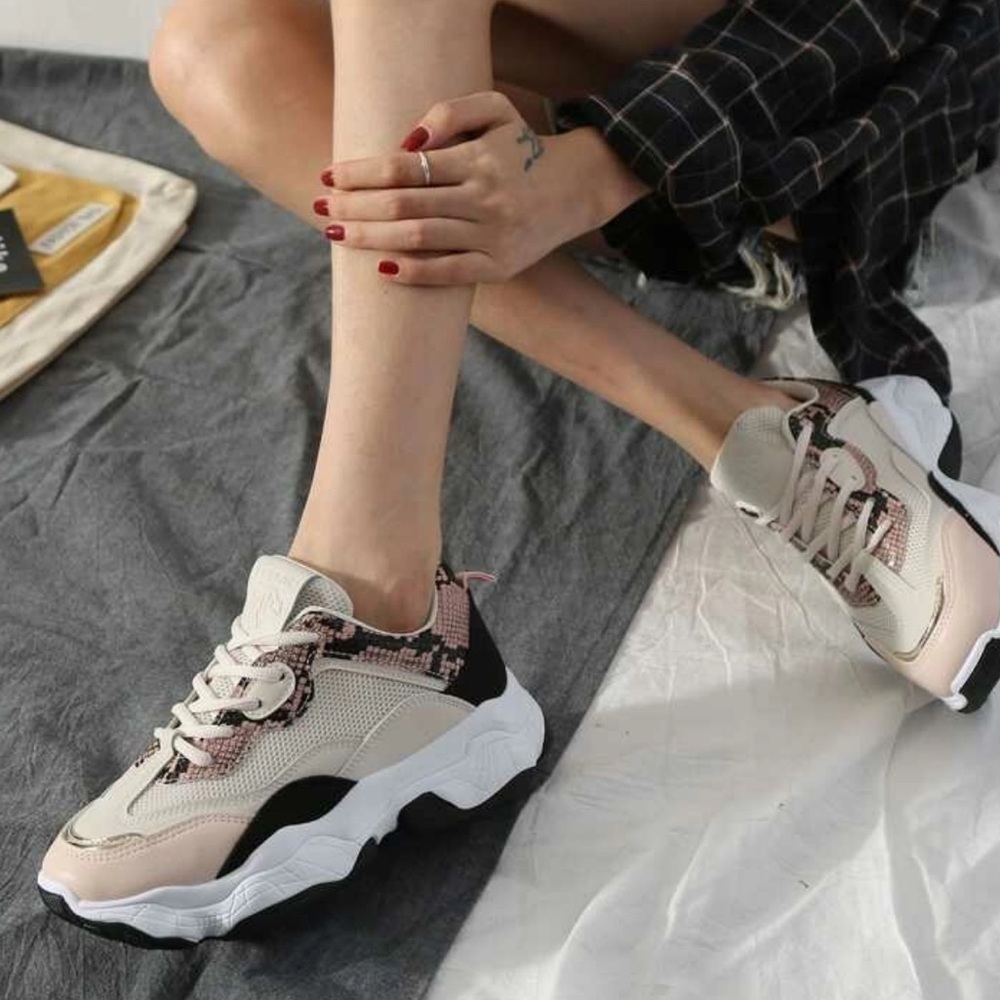 🦋Snakeskin chunky sole shoes